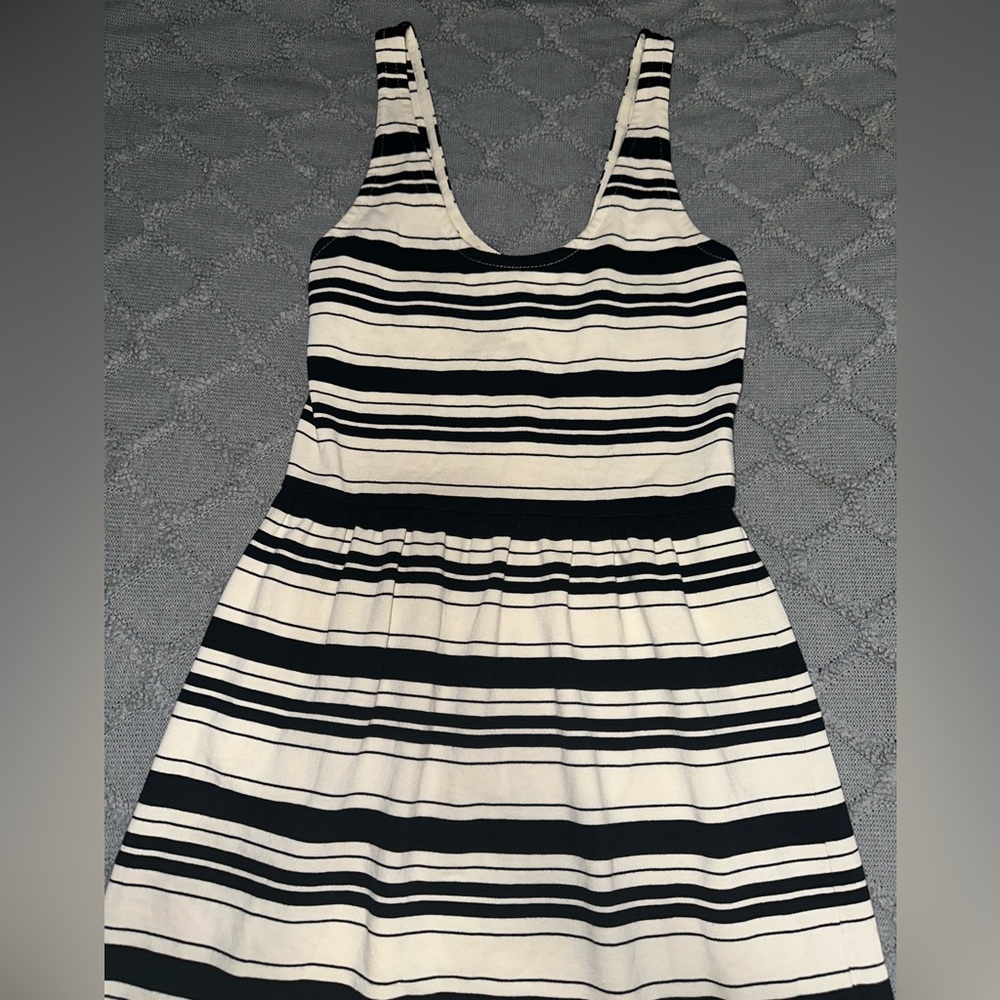 J. Crew villa dress striped black and ivory